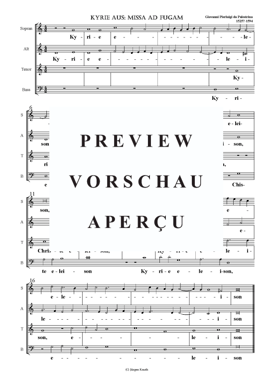 Kyrie aus Missa ad Fugam (Gemischter Chor) (Gemischter Chor) von Giovanni Pierluigi da Palestrina 1525 -1594