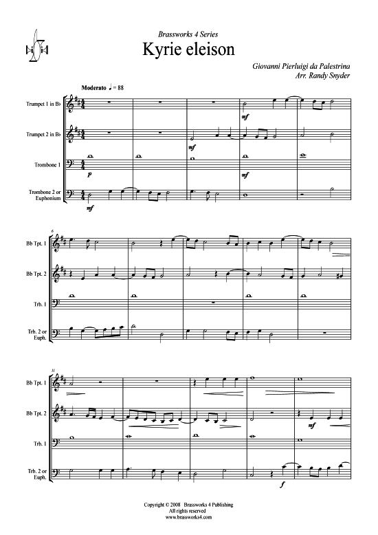 Kyrie Eleison (2xTromp in B Horn in F (Pos) Pos) (Quartett (Blech Brass)) von 