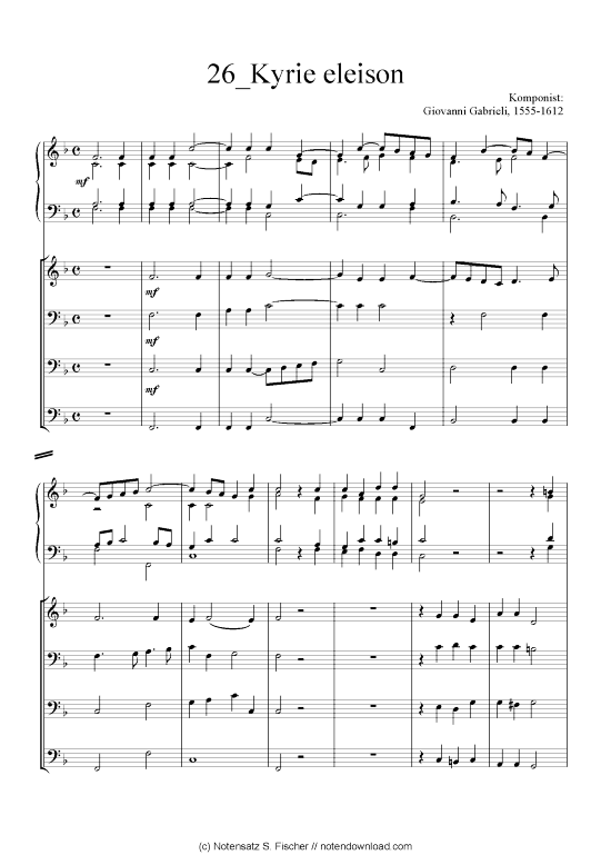 Kyrie eleison (Quartett in C) (Quartett (4 St.)) von Giovanni Gabrieli 1555-1612