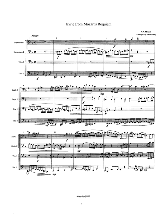 Kyrie from Requiem (Tuba Quartett EETT) (Quartett (Tuba)) von Wolfgang Amadeus Mozart