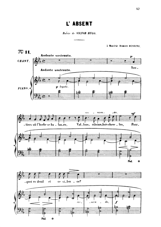 L acute absent Op.5 No.3 (Gesang hoch + Klavier) (Klavier  Gesang hoch) von Gabriel Faur eacute 