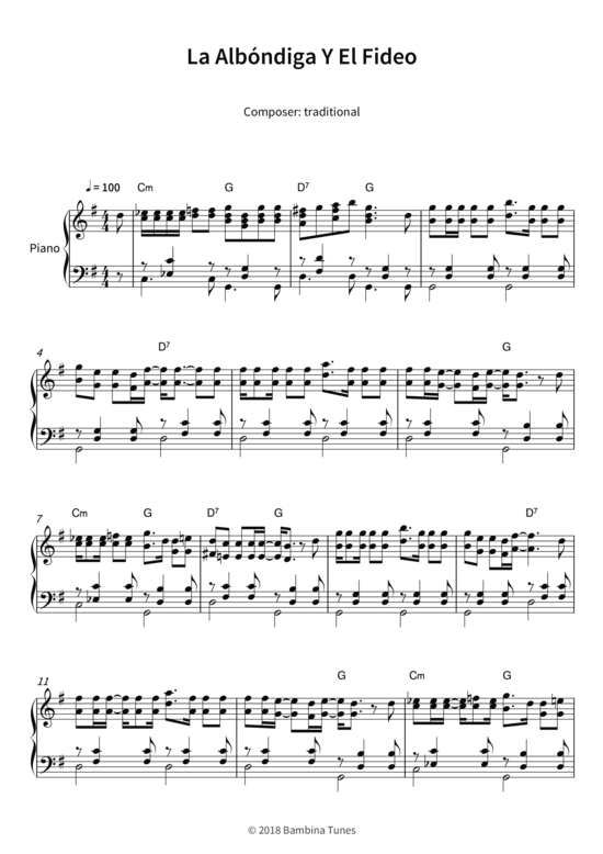 La Alb ndiga Y El Fideo (Klavier Solo) (Klavier Solo) von traditional