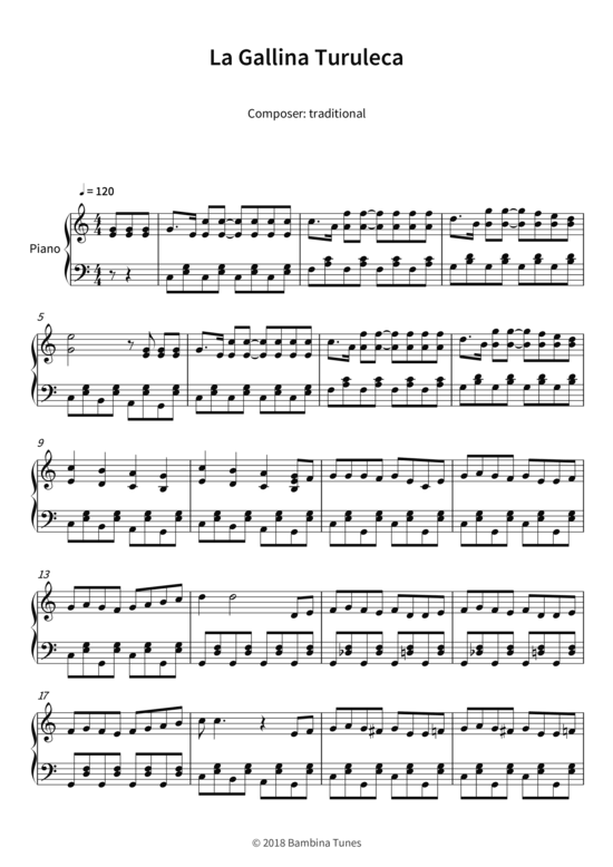 La Gallina Turuleca (Klavier Solo) (Klavier Solo) von traditional