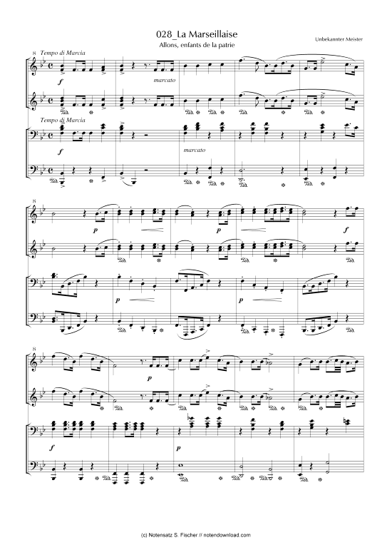La Marseillaise Allons enfants de la patrie (Klavier vierh ndig) (Klavier vierh ndig) von Unbekannter Meister 