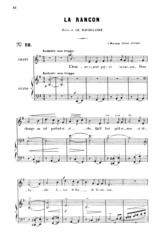 La ran ccedil on Op.8 No.2 (Gesang hoch + Klavier) (Klavier  Gesang hoch) von Gabriel Faur eacute 