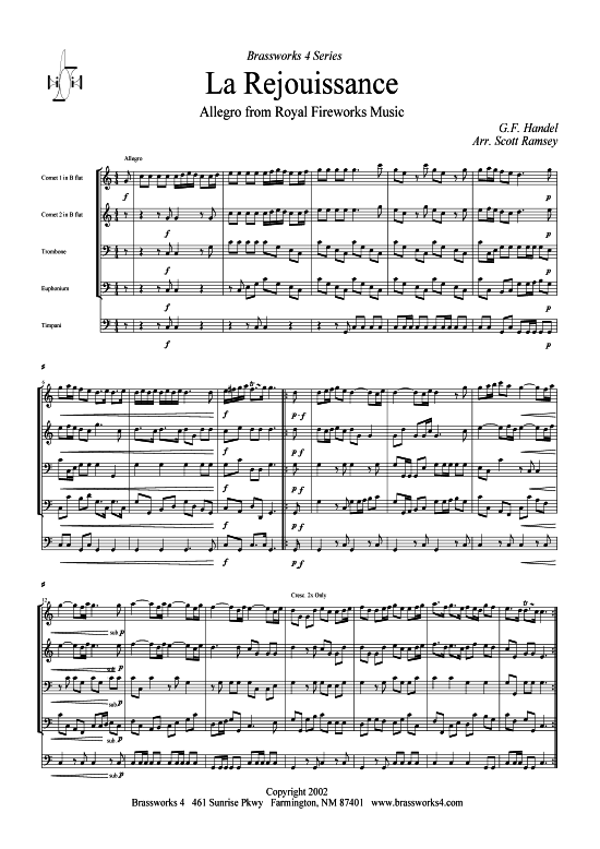 La Rejouissance (Blechbl serquartett) (Quartett (Blech Brass)) von G. F. H ndel
