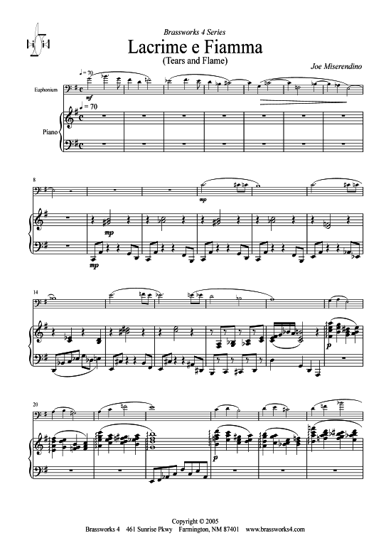 Lacrime e Fiamma (Tears and Flame) (Bariton-Pos + Klavier) (Klavier  Bariton (Posaune)) von Joe Miserendino