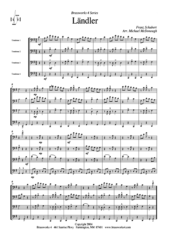 L ndler (Posaunen-Quartett) (Quartett (Posaune)) von Franz Schubert