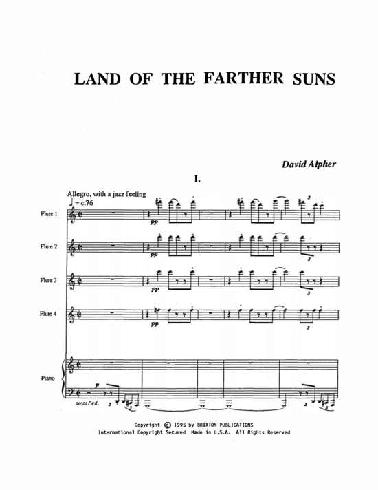 Land of the Farther Suns (Erz hler 4 Fl ten und Klavier) (Quintett (Klavier  4 St.)) von David Alpher