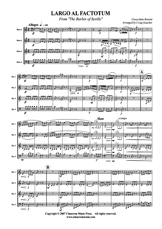 Largo al Factotum (Hornquartett) (Quartett (Horn)) von Gioachino Rossini