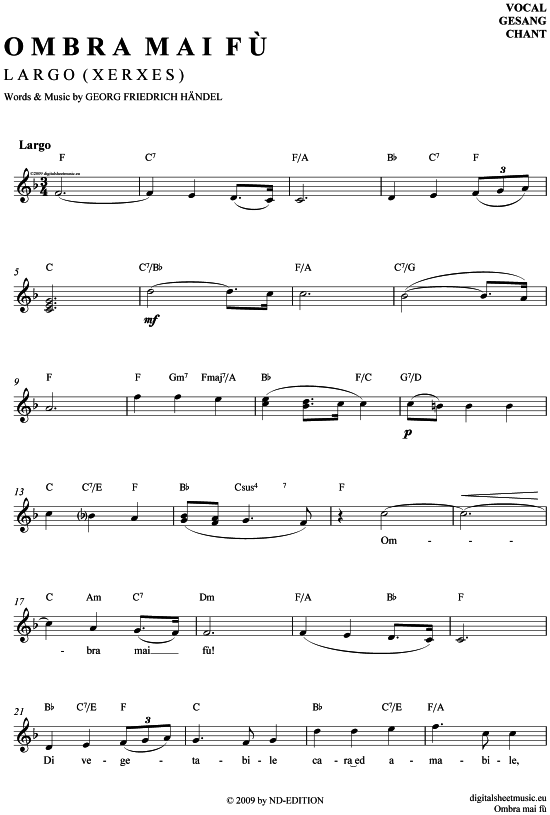 Largo - Ombra Mai Fu (Gesang) (Klavier  Gesang) von G. F. H ndel (aus Xerxes)  Fritz Wunderlich