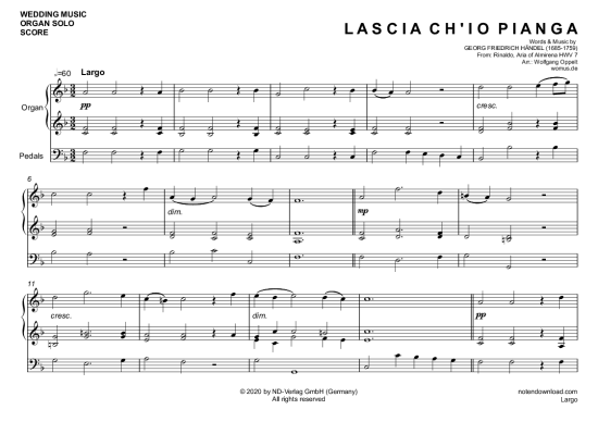 Largo (Rinaldo Arie der Almirena) (Orgel Solo) (Orgel Solo) von Georg Friedrich H ndel (arr. WO)