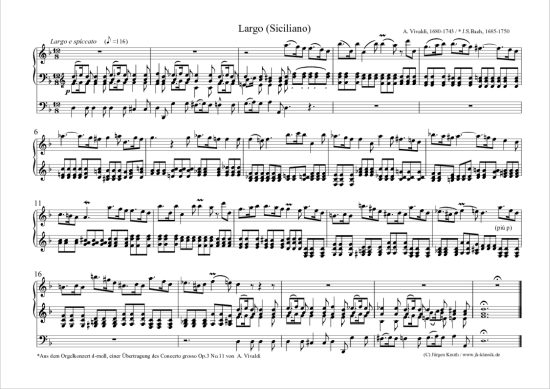 Largo (Siciliano) (Orgel Solo) (Orgel Solo) von Antonio Vivaldi Johann Seb. Bach
