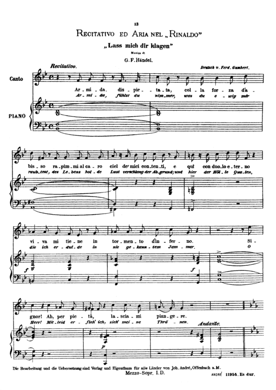 Lascia ch acute io pianga (Gesang mittel + Klavier) (Klavier  Gesang mittel) von Georg Friedrich H auml ndel