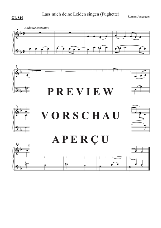 Lass mich deine Leiden singen (Fughette) GL 819 (Orgel Solo) (Orgel Solo) von Roman Jungegger