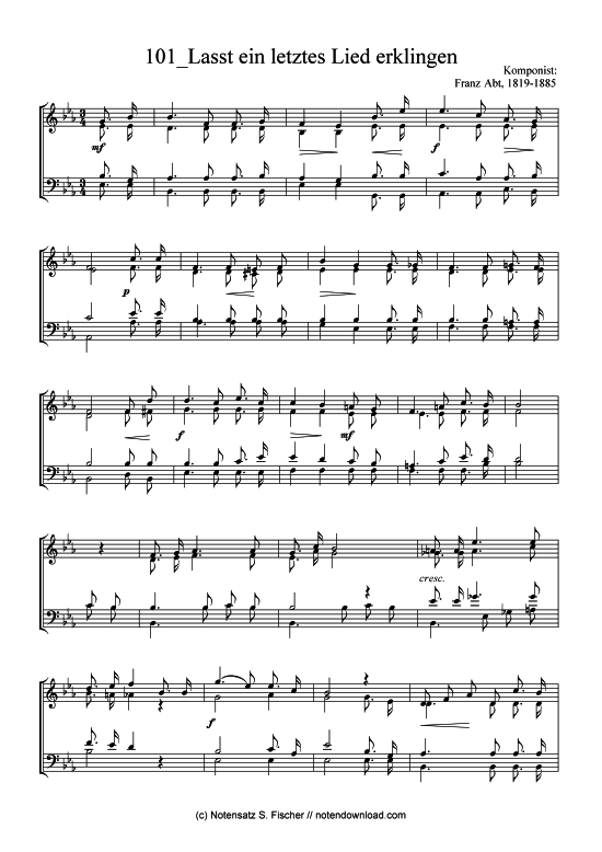 Lasst ein letztes Lied erklingen (Posaunenchor) (Posaunenchor) von Franz Abt 1819-1885