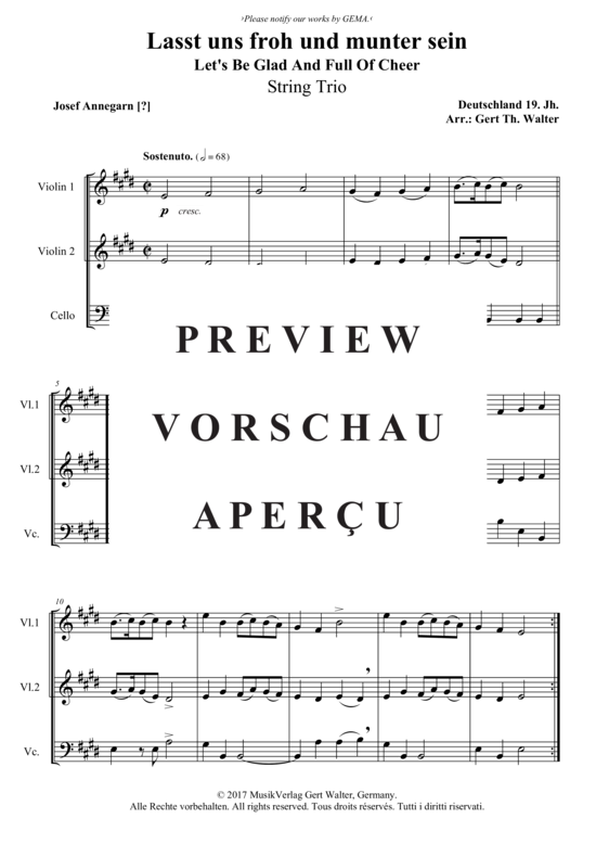 Lasst uns froh und munter sein (Streicher Trio) (Trio (Streicher)) von Traditional