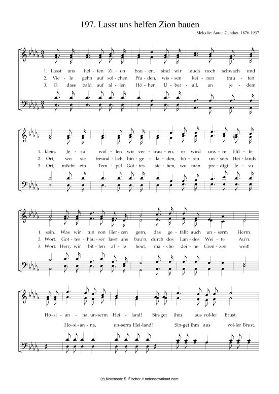 Lasst uns helfen Zion bauen (Gemischter Chor) (Gemischter Chor) von Anton G nther 1876-1937