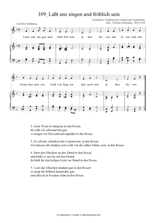 La t uns singen und fr hlich sein (Klavier + Gesang) (Klavier  Gesang) von Geistliches Trinklied der Nonnen am Niederrhein 