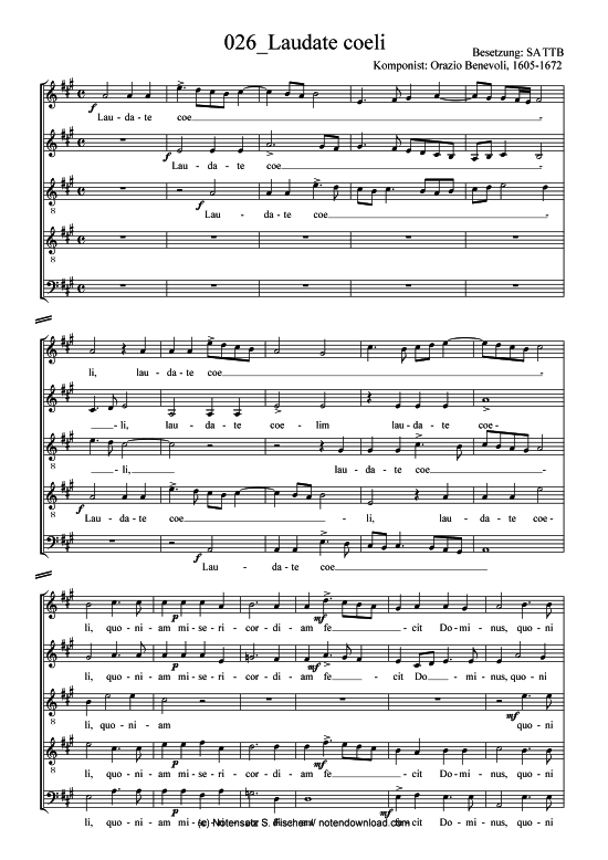 Laudate coeli (Gemischter Chor) (Gemischter Chor) von Orazio Benevoli 1605-1672 