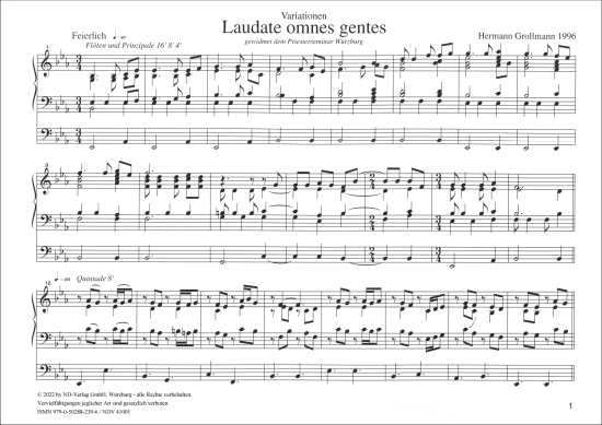 Laudate omnes gentes - Variationen (Orgel Solo) (Orgel Solo) von Hermann Grollmann