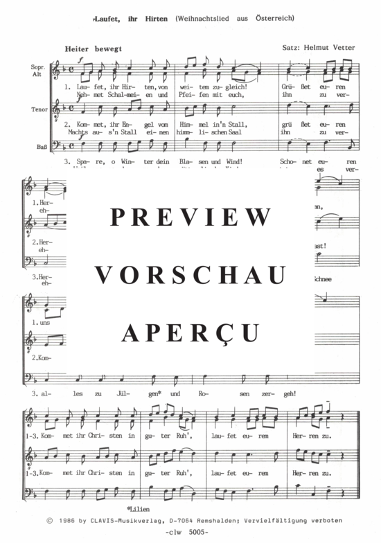 Laufet ihr Hirten (Gemischter Chor) (Gemischter Chor) von Traditional