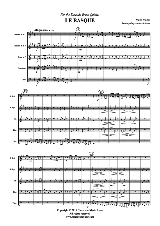 Le Basque (Blechbl auml serquintett) (Quintett (Blech Brass)) von Marin Marais