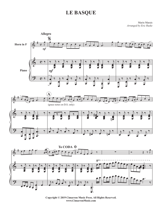 Le Basque (Horn in F + Klavier) (Klavier  Horn) von Marin Marais