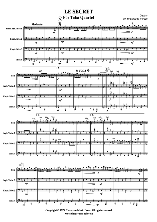 Le Secret (Tuba Quartett 2x Bariton 2xTuba) (Quartett (Tuba)) von Gautier