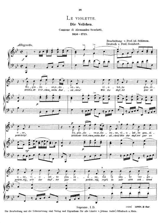 Le violette (Gesang hoch + Klavier) (Klavier  Gesang hoch) von Alessandro Scarlatti