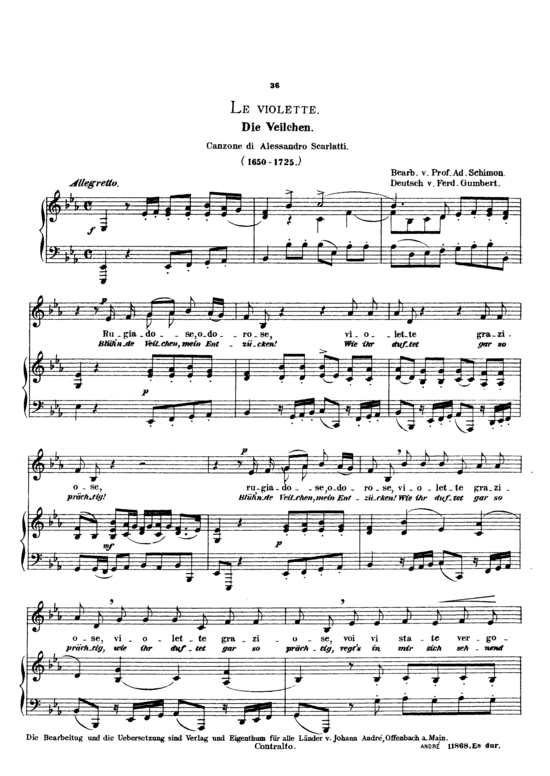 Le violette (Gesang tief + Klavier) (Klavier  Gesang tief) von Alessandro Scarlatti