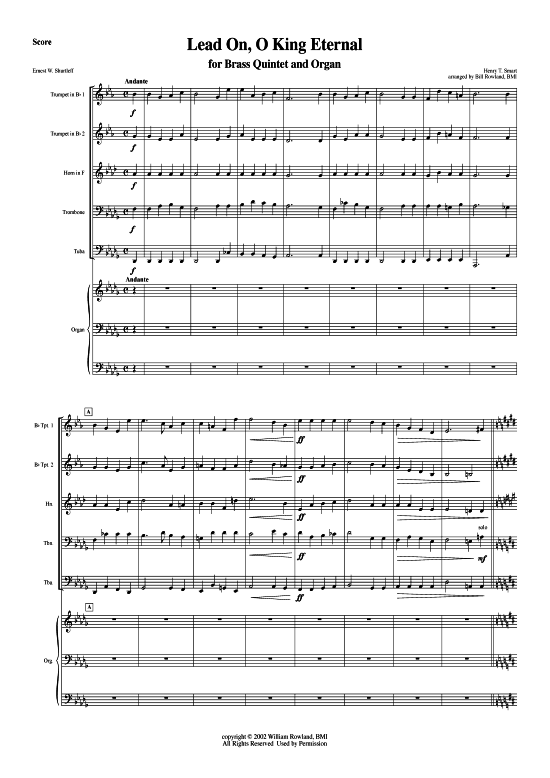 Lead On O King Eternal (Blechbl serquintett + Orgel) (Quintett (Blech Brass)) von Henry Thomas Smart (arr. Rowland)