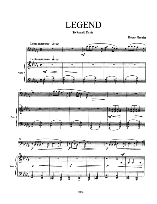 Legend (Tuba + Klavier) (Klavier  Tuba) von Robert Grenier