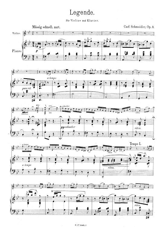 Legende (Violine + Klavier) (Klavier  Violine) von Carl Schmeidler