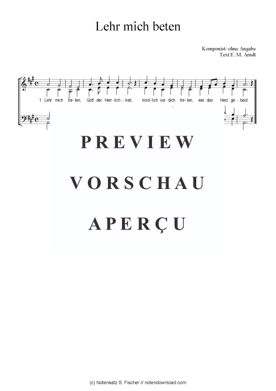 Lehr mich beten (Gemischter Chor) (Gemischter Chor) von ohne Angabe  E. M. Arndt