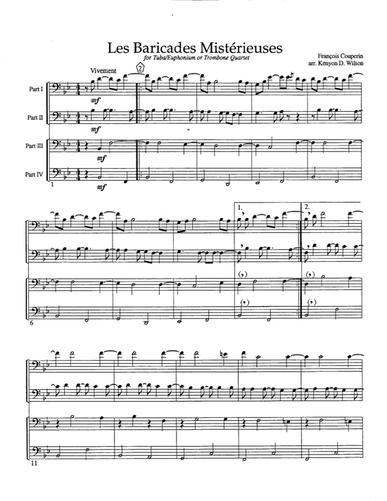 Les Baricades Misterieuses (Tuba Quartett EETT) (Quartett (Tuba)) von Francois Couperin