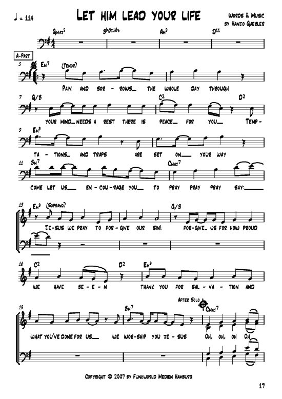 Let him lead your life (Gemischter Chor) (Gemischter Chor) von Hanjo G auml bler (aus Songs for Gospel Vol. 2)