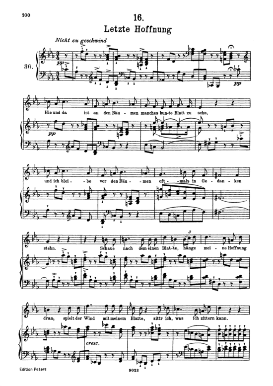 Letzte Hoffnung D.911-16 (Winterreise) (Gesang hoch + Klavier) (Klavier  Gesang hoch) von Franz Schubert
