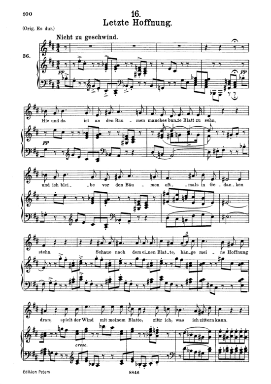 Letzte Hoffnung D.911-16 (Winterreise) (Gesang mittel + Klavier) (Klavier  Gesang mittel) von Franz Schubert