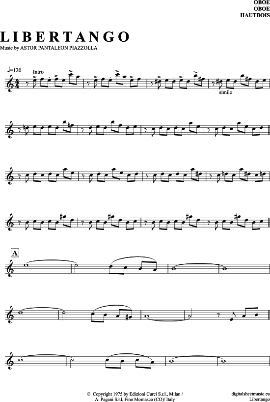 Libertango (Oboe) (Oboe Fagott) von Astor Piazzolla