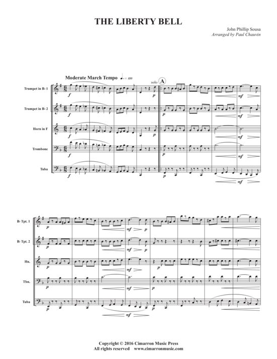 Liberty Bell March (Blechbl auml serquintett) (Quintett (Blech Brass)) von John Philip Sousa