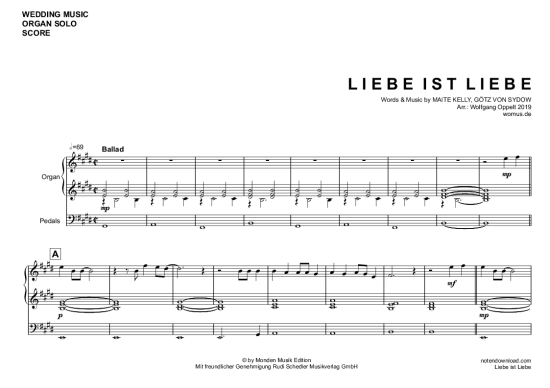 Liebe Ist Liebe (Orgel Solo) (Orgel Solo) von Maite Kelly (arr. WO)