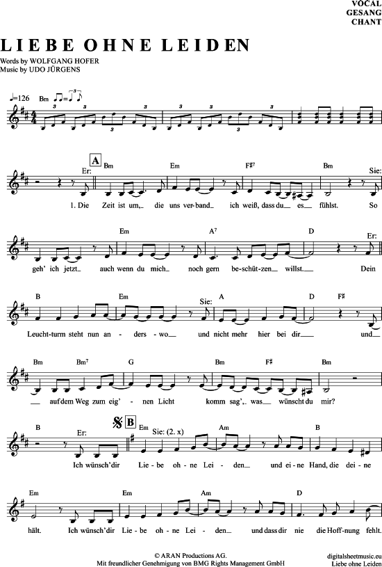 Liebe Ohne Leiden (Gesang) (Gesang  Akkorde) von Udo J rgens