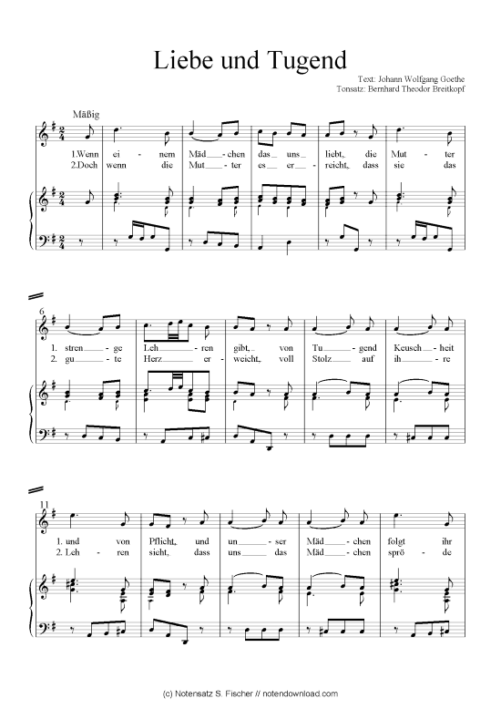 Liebe und Tugend (Klavier + Gesang) (Klavier  Gesang) von Goethes Leipziger Liederbuch