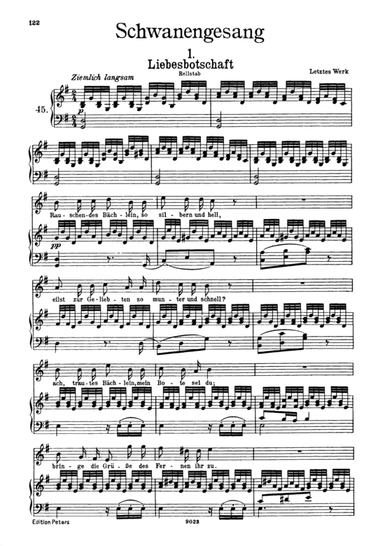 Liebesbotschaft D.957-1 (Schwanengesang) (Gesang hoch + Klavier) (Klavier  Gesang hoch) von Franz Schubert