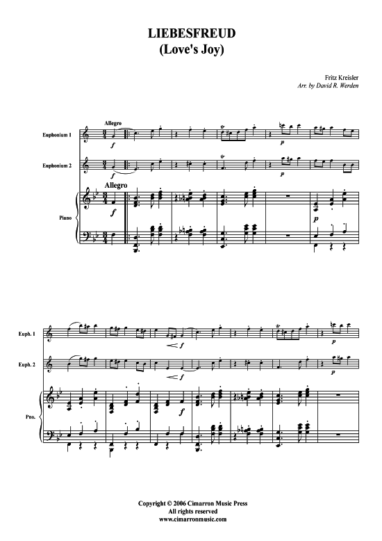 Liebesfreud (2x Bariton + Klavier) (Trio (Klavier  2 St.)) von Fritz Kreisler