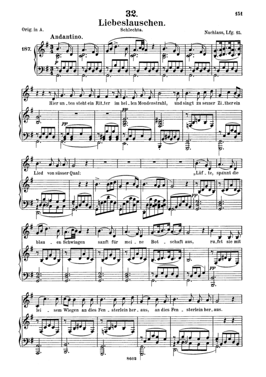 Liebeslauschen D.698 (Gesang mittel + Klavier) (Klavier  Gesang mittel) von Franz Schubert
