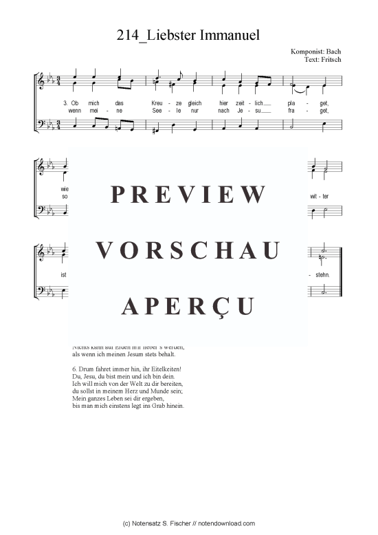 Liebster Immanuel (Gemischter Chor SAB) (Gemischter Chor (SAB)) von J.S. Bach  Fritsch