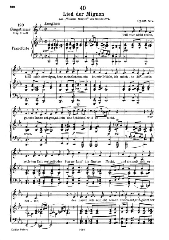 Lied der Mignon D.877-2  Heiss acute mich nicht reden (Gesang tief + Klavier) (Klavier  Gesang tief) von Franz Schubert