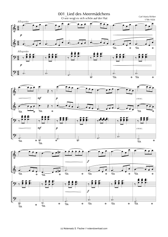Lied des Meerm dchens (Klavier vierh ndig) (Klavier vierh ndig) von Carl Maria Weber 1786-1826 